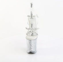 Cargar imagen en el visor de la galería, Sandalia Pole Dance Pleaser FLAMINGO-808PREM-STNG Transparente con Glitter Plata 20 cm