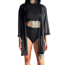 Cargar imagen en el visor de la galería, Kimono Corto Transparente Negro