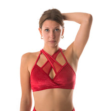 Cargar imagen en el visor de la galería, Poledancerka X Front Top Shiny Velvet ROJO