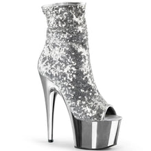 Carregar imagem no visualizador da galeria, Tacones Pleaser ADORE-1008SQ Plata Sequins Cromo
