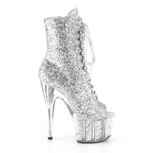 Load image into Gallery viewer, Tacones Pleaser ADORE-1021G Plata Purpurina Gliteer
