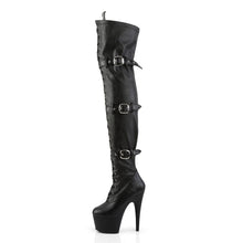 Cargar imagen en el visor de la galería, Botas Pleaser ADORE-3028 - Negro piel sintética elástica / Negro mate