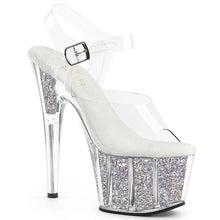 Carregar imagem no visualizador da galeria, Tacones Pleaser ADORE-708G Transparente Plata Purpurina