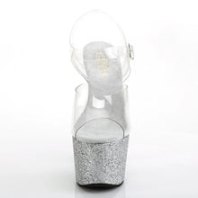 Load image into Gallery viewer, Tacones Pleaser ADORE-708HMG Transparente Plata Purpurina