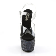 Carregar imagem no visualizador da galeria, Tacones Pleaser ADORE-708LG Transparente Negro Purpurina