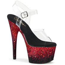 Load image into Gallery viewer, Tacones Pleaser ADORE-708SS Transparente Negro Rojo