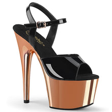 Cargar imagen en el visor de la galería, Tacones Pleaser ADORE-709 - Negro charol / Cromo oro rosa