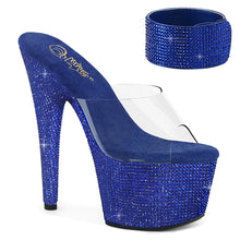 Cargar imagen en el visor de la galería, Tacones Pleaser BEJEWELED-712RS - Transparente / Strass azul royal