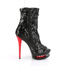 Cargar imagen en el visor de la galería, Tacones Pleaser BLONDIE-R-1008 Negro Sequins Rojo