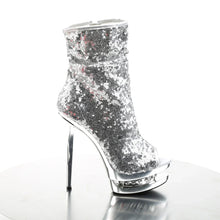 Carregar imagem no visualizador da galeria, Tacones Pleaser BLONDIE-R-1008 Plata Sequins Cromo