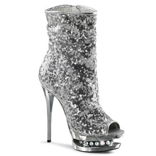 Carregar imagem no visualizador da galeria, Tacones Pleaser BLONDIE-R-1008 Plata Sequins Cromo