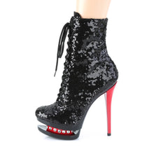Carregar imagem no visualizador da galeria, Tacones Pleaser BLONDIE-R-1020 Negro Sequins Rojo