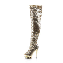 Carregar imagem no visualizador da galeria, Tacones Pleaser BLONDIE-R-3011 Dorado Sequins Cromo