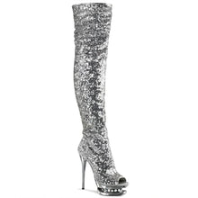 Cargar imagen en el visor de la galería, Tacones Pleaser BLONDIE-R-3011 Plata Sequins Cromo