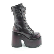 Cargar imagen en el visor de la galería, Botas Demonia CAMEL-250 - Negro-burdeos piel vegana efecto desgastado