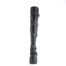 Carregar imagem no visualizador da galeria, Botas (Over the Knee) Demonia CAMEL-305 Negro Stretch Piel vegana