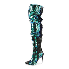 Carregar imagem no visualizador da galeria, Tacones Pleaser COURTLY-3011 Verde Iridescent Sequins
