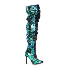 Carregar imagem no visualizador da galeria, Tacones Pleaser COURTLY-3011 Verde Iridescent Sequins