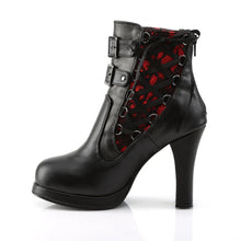 Load image into Gallery viewer, Botines Demonia CRYPTO-51 Negro-Rojo Lace Piel vegana