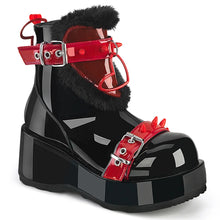 Carregar imagem no visualizador da galeria, Botines Demonia CUBBY-57 Negro Pat-Rojo PVC
