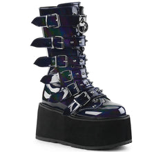 Load image into Gallery viewer, Botas Demonia DAMNED-225 Negro Hologram Piel vegana