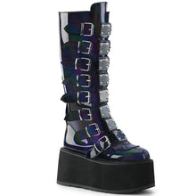 Load image into Gallery viewer, Botas Demonia DAMNED-318 Negro Hologram Piel vegana