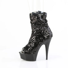 Load image into Gallery viewer, Tacones Pleaser DELIGHT-1008SQ Negro Sequins Mate
