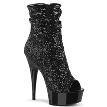 Load image into Gallery viewer, Tacones Pleaser DELIGHT-1008SQ Negro Sequins Mate