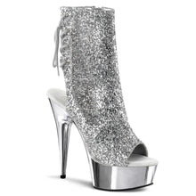 Cargar imagen en el visor de la galería, Tacones Pleaser DELIGHT-1018G Plata Gltr Cromo