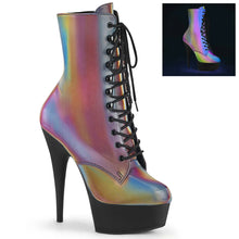 Load image into Gallery viewer, Tacones Pleaser DELIGHT-1020REFL Rainbow Reflective Negro