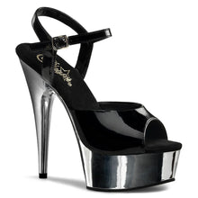 Load image into Gallery viewer, Tacones Pleaser DELIGHT-609 Negro Plata Cromo
