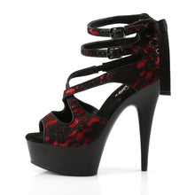 Load image into Gallery viewer, Tacones Pleaser DELIGHT-678LC Rojo Satin Lace