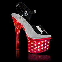 Cargar imagen en el visor de la galería, Tacones Pleaser DISCOLITE-708DOTS Transparente Plata Cromo