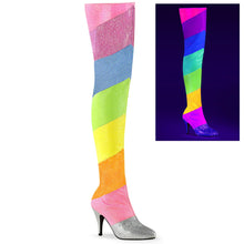 Carregar imagem no visualizador da galeria, Botas Pleaser Pink Label DREAM-3012RBG Rainbow Purpurina