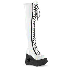 Carregar imagem no visualizador da galeria, Botas (Over the Knee) Demonia DYNAMITE-300 Blanco Stretch Holo