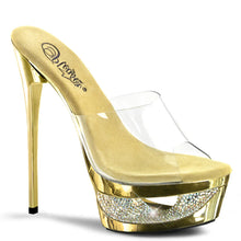 Load image into Gallery viewer, Tacones Pleaser ECLIPSE-601DM Transparente Dorado Cromo