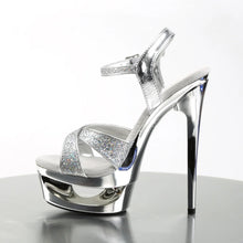 Cargar imagen en el visor de la galería, Tacones Pleaser ECLIPSE-619G Plata Gltr Cromo