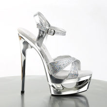 Cargar imagen en el visor de la galería, Tacones Pleaser ECLIPSE-619G Plata Gltr Cromo