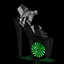 Cargar imagen en el visor de la galería, Tacones Pleaser ENCHANT-708LT-PINWHE Transparente Negro Plata