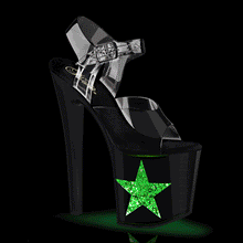 Cargar imagen en el visor de la galería, Tacones Pleaser ENCHANT-708LT-STAR Transparente Negro Plata