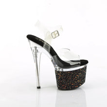Carregar imagem no visualizador da galeria, Tacones Pleaser ESTEEM-708LG Transparente Negro Purpurina