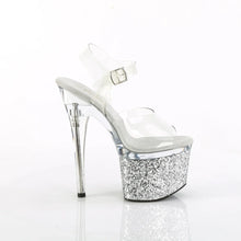 Cargar imagen en el visor de la galería, Tacones Pleaser ESTEEM-708LG Transparente Plata Purpurina