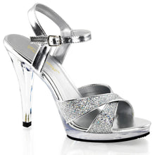 Cargar imagen en el visor de la galería, Tacones Fabulicious FLAIR-419(G) Plata Purpurina Transparente