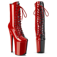 Load image into Gallery viewer, Pleaser FLAMINGO-1040TT Boots - Red-Black Patent / Red-Black