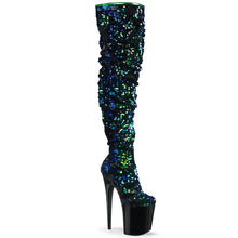 Cargar imagen en el visor de la galería, Tacones Pleaser FLAMINGO-3004 Verde Iridescent Sequins