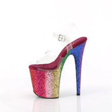 Cargar imagen en el visor de la galería, Tacones Pleaser FLAMINGO-808RBG Transparente Rainbow Purpurina