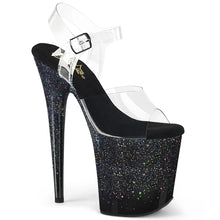 Load image into Gallery viewer, Tacones Pleaser FLAMINGO-808SS Transparente Negro Purpurina