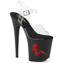 Cargar imagen en el visor de la galería, Tacones Pleaser FLAMINGO-808TGRS Transparente Negro Rojo