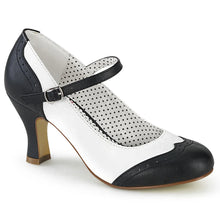 Carregar imagem no visualizador da galeria, Tacones Pin Up Couture FLAPPER-25 Negro Blanco Pu