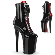 Load image into Gallery viewer, Pleaser Infinity 1020FH Pole Dance Boots - Black Red Patent Leather